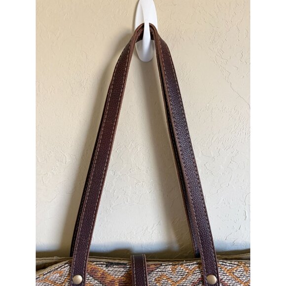 Mayra Bag Brown Leather Southwestern Tapestry Boho Design  Myra Bag Iridescence Tote Tapestry Shoulder Bag Woven Leather Southwestern Boho